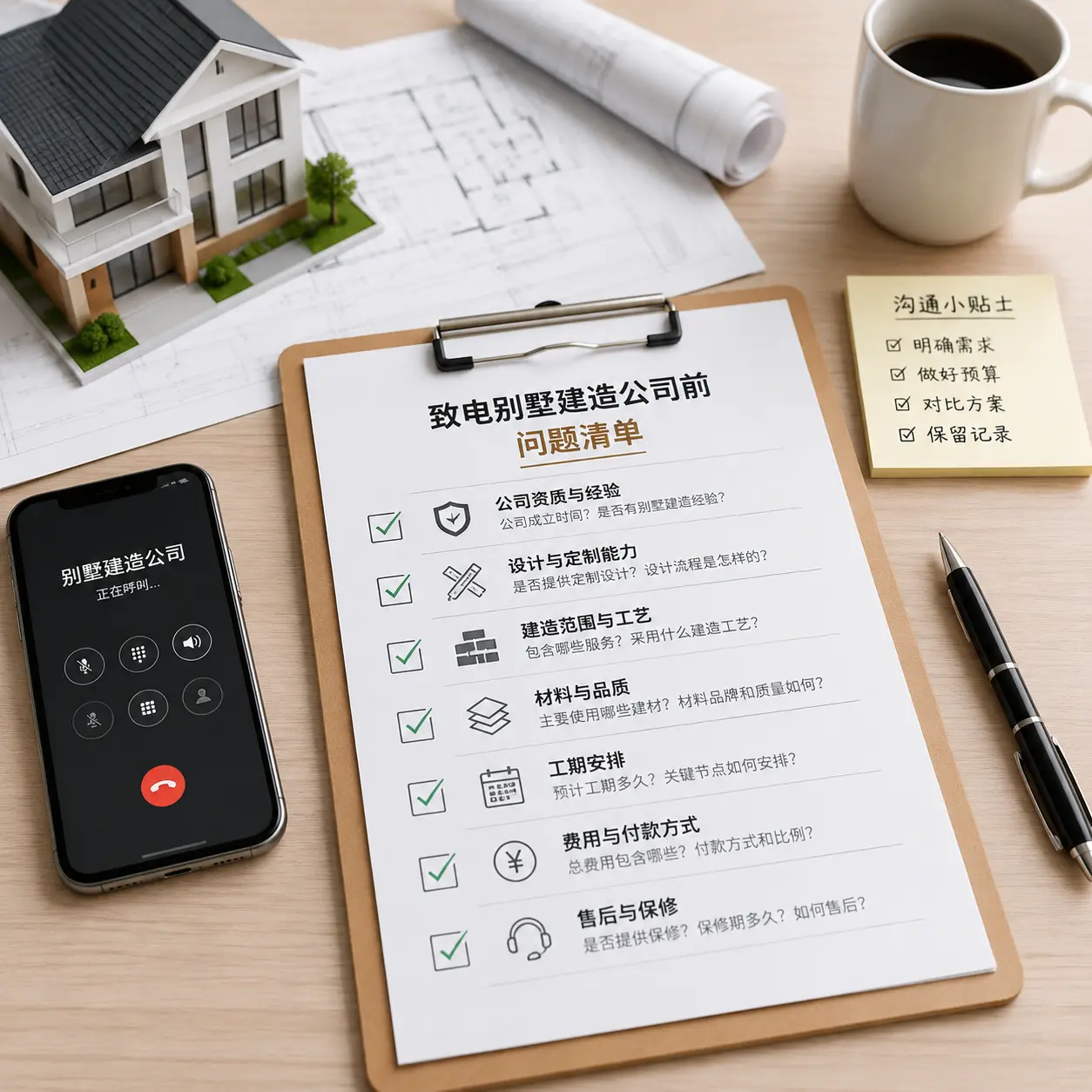 在福泉拨打别墅建造公司电话前的准备工作